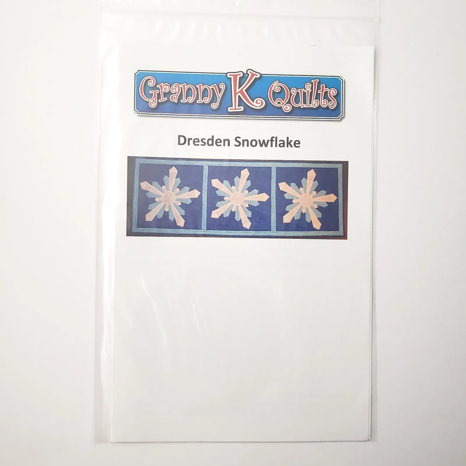 Granny K Quilts Dresden Snowflake Table Runner Quilt Pattern 45.5"x16.5"