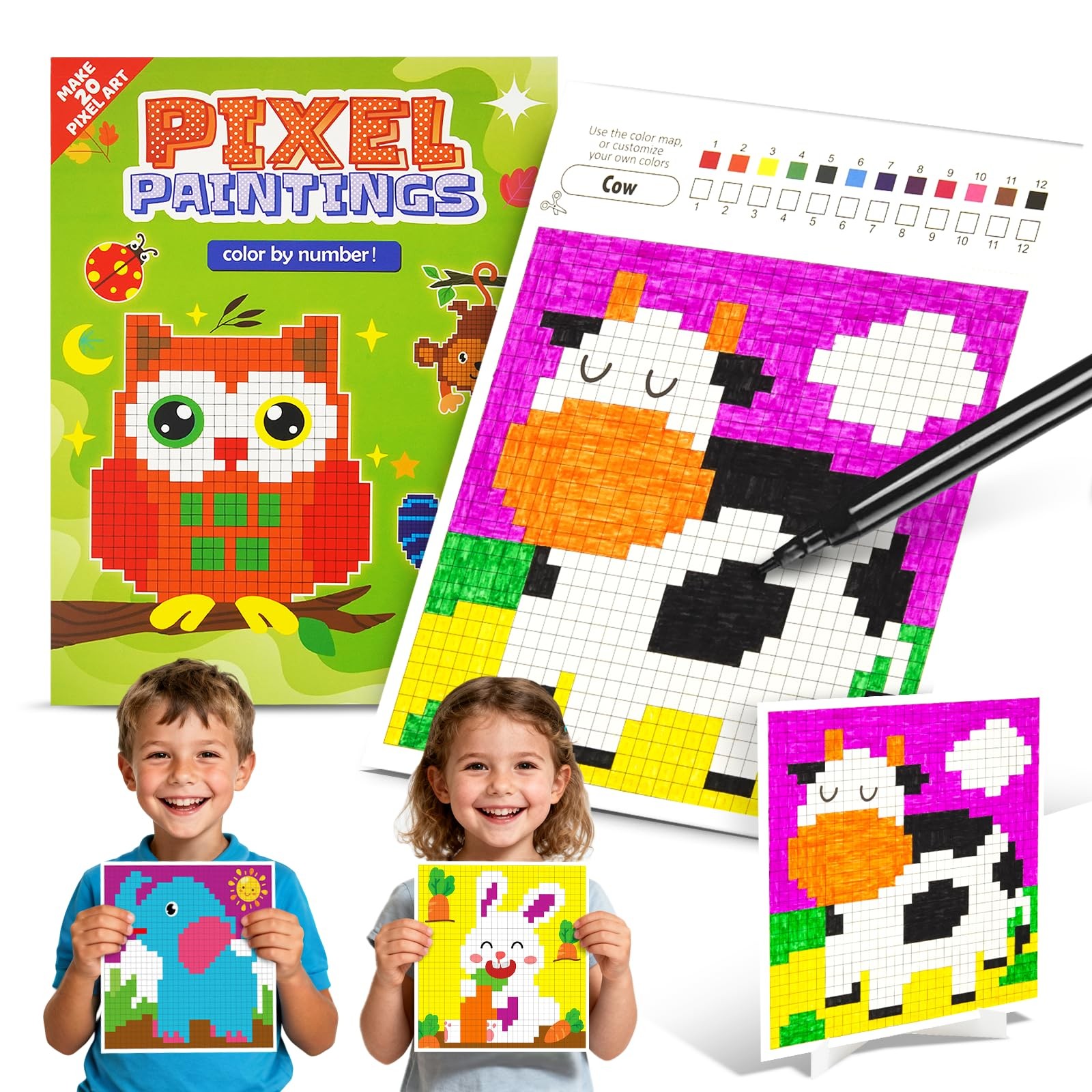 Hapray Large Coloring Book for Kids Party Favors, 20 Pages Paint Large, Green