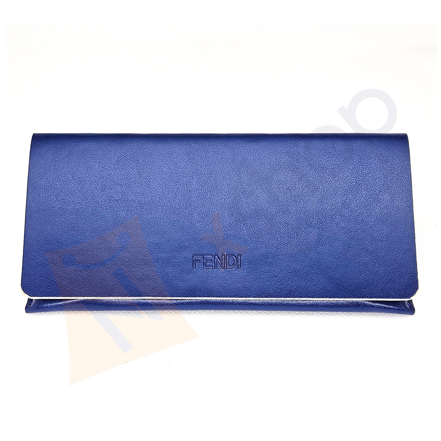 Fendi Sunglasses Eyeglasses Medium Hard Leather Case w/ Cleaning Cloth - Blue