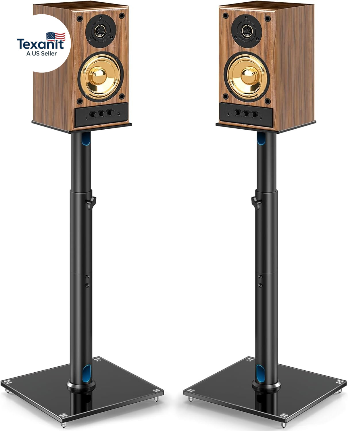 Universal Speaker Stands for Surround Sound with 360° Swivel，Height Adjustable B