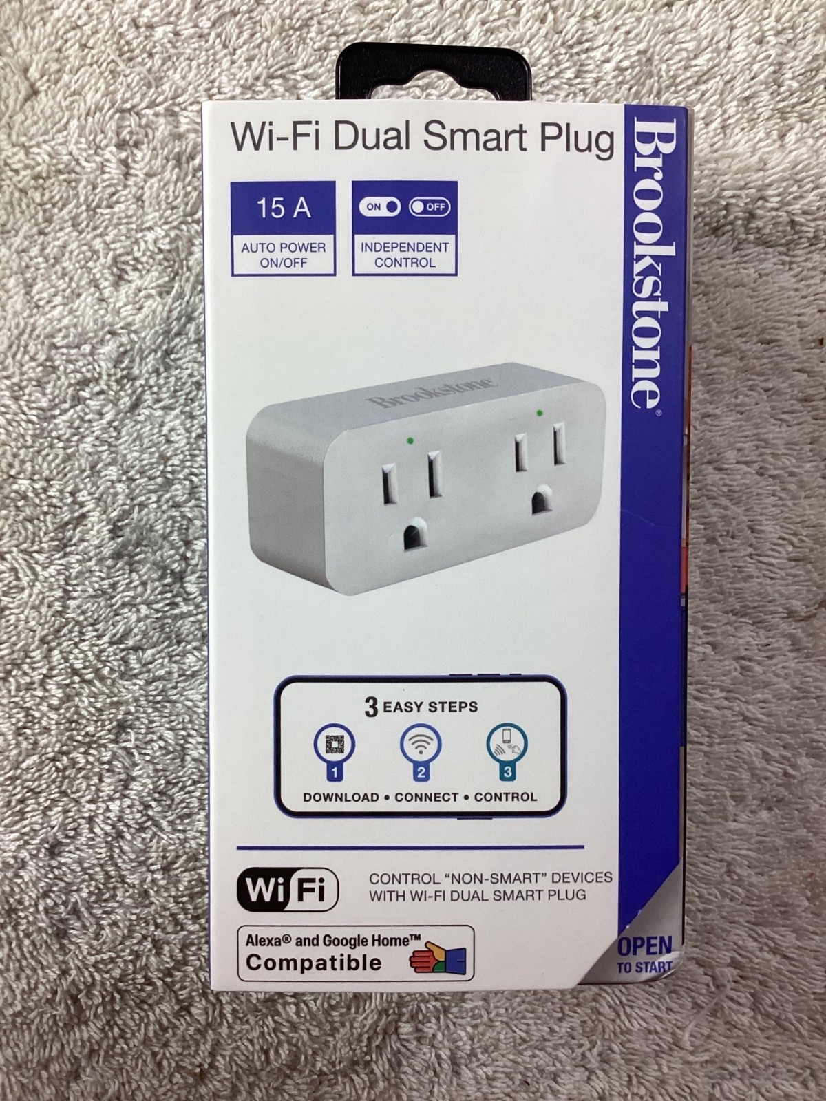 Brookstone Wi-Fi Dual Smart Plug With Alexa & Google Home Compatibility*NIB