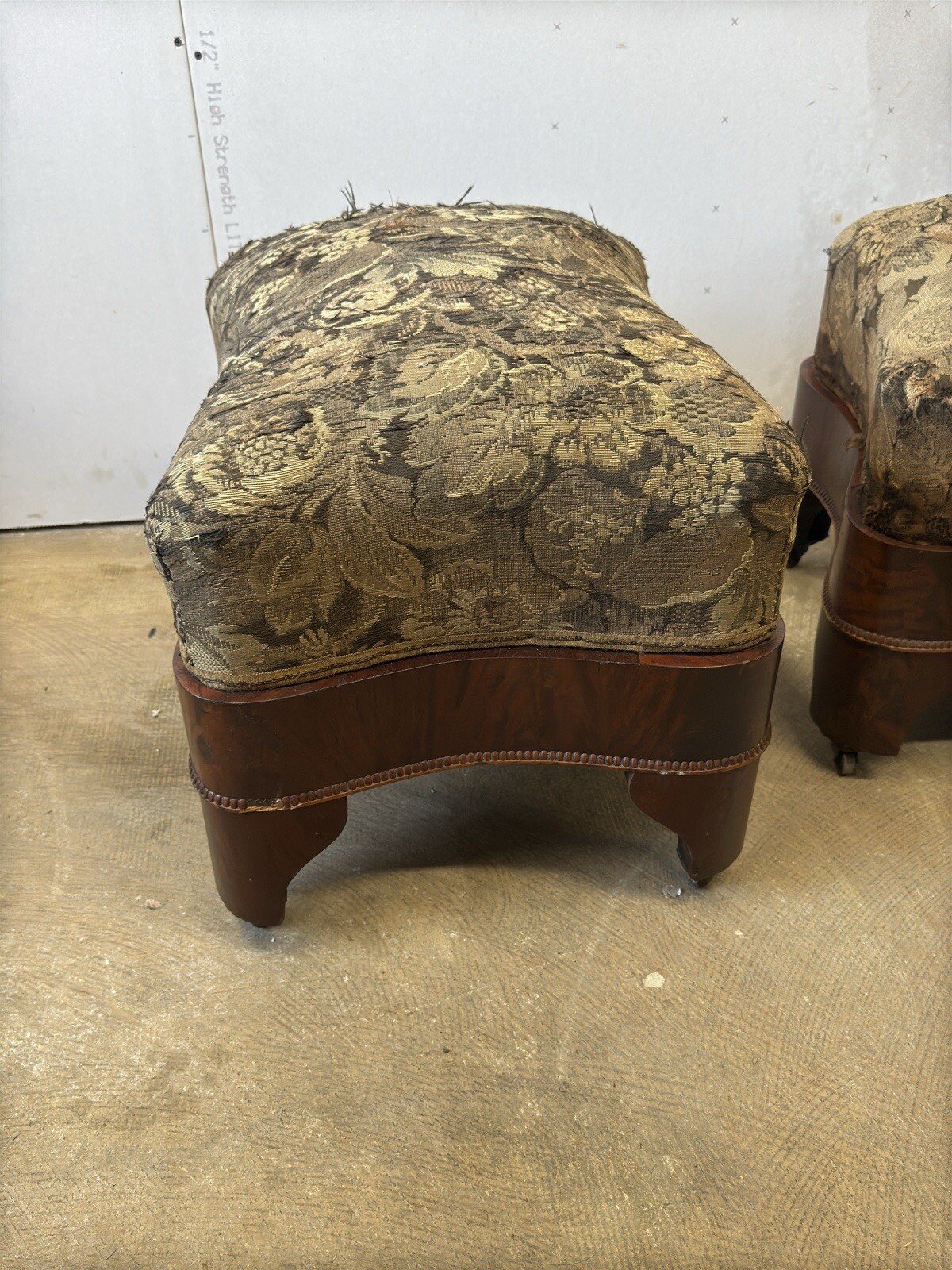 antique empire mahogany foot stools bench PAIR window seats Classical
