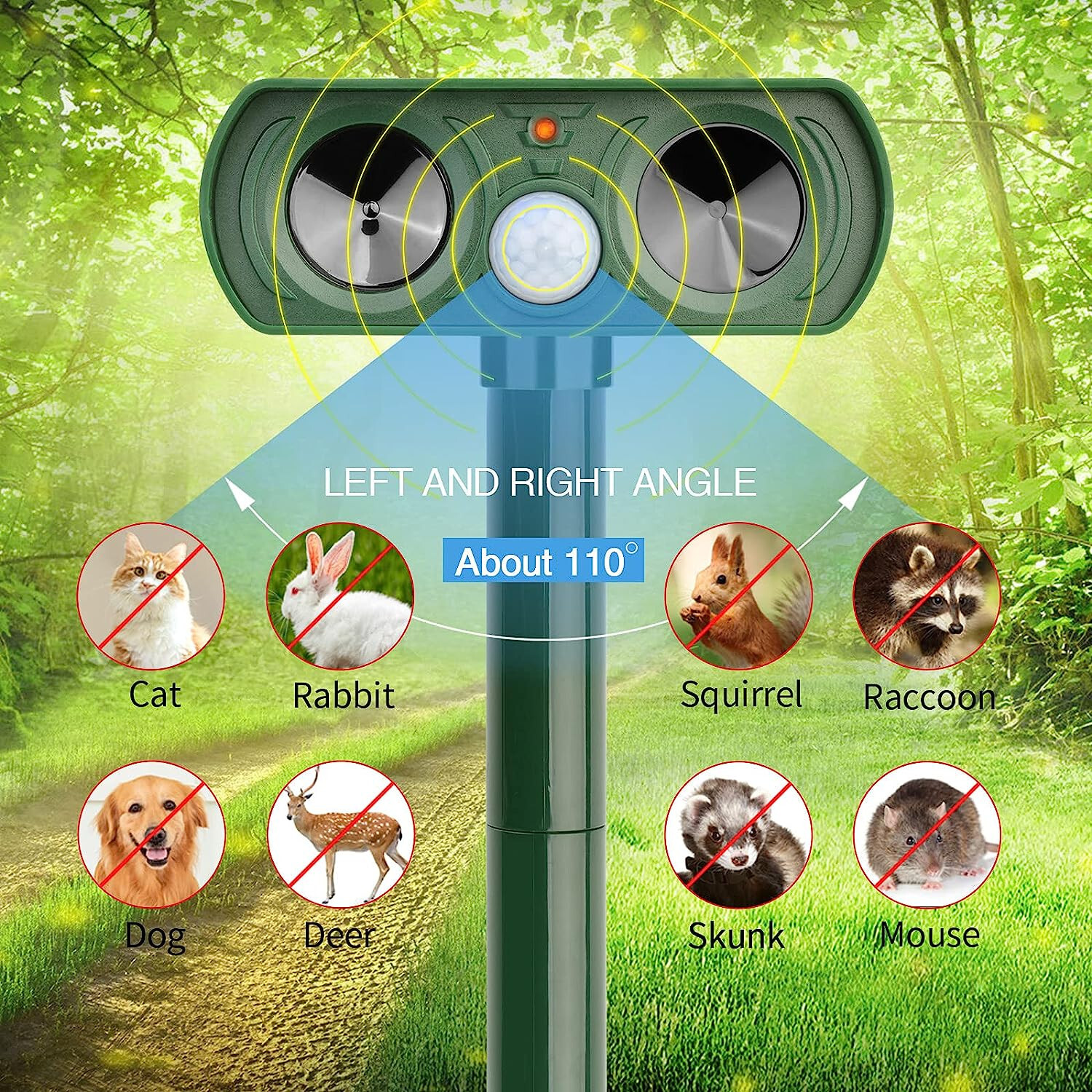 Upgraded Solar Ultrasonic Animal Repellent Dog Cat Skunk Deer Raccoon For Garden