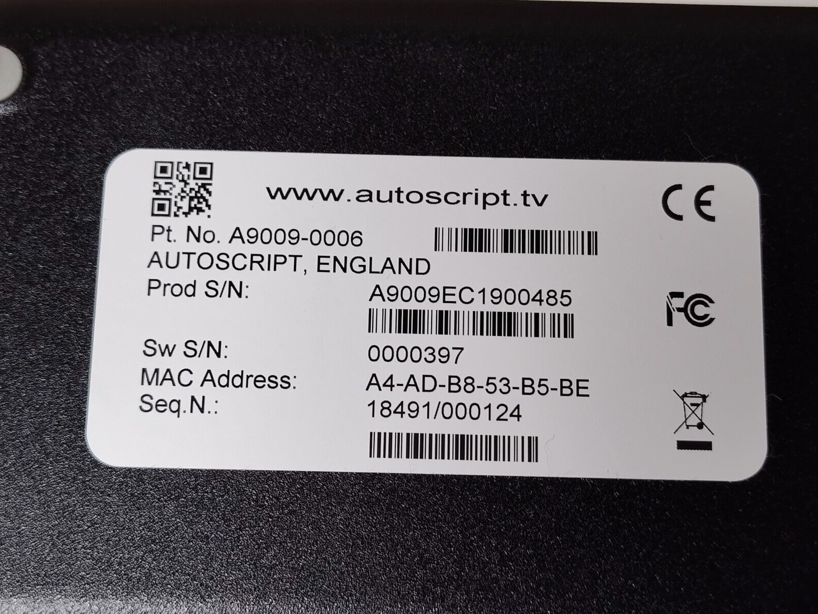 Autoscript WP-IP Wireless Base Station A9009-0006