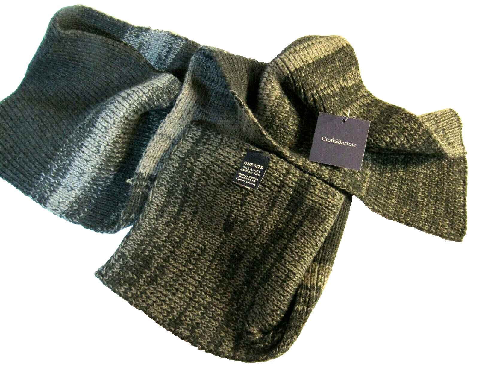KOHL'S Croft & Barrow  Knit 'Phantom' Gray Scarf One Size 65" Scarf