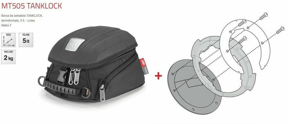 GIVI TANKLOCK TANK BAG + FLANGE SUZUKI GSF 650 BANDIT L4 2009-2015 MT505