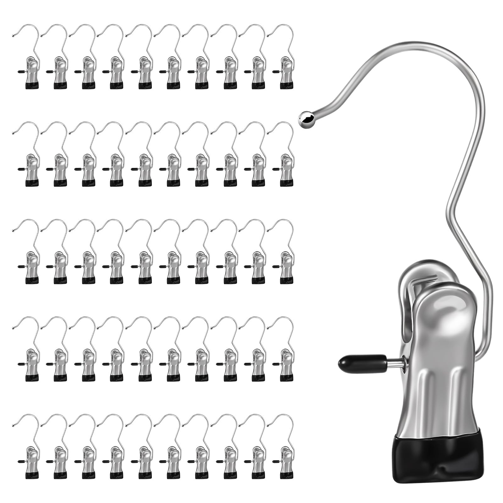 50 Pack Boot Hanger Clips Hooks Heavy Duty Laundry Hooks with Clips Portable ...