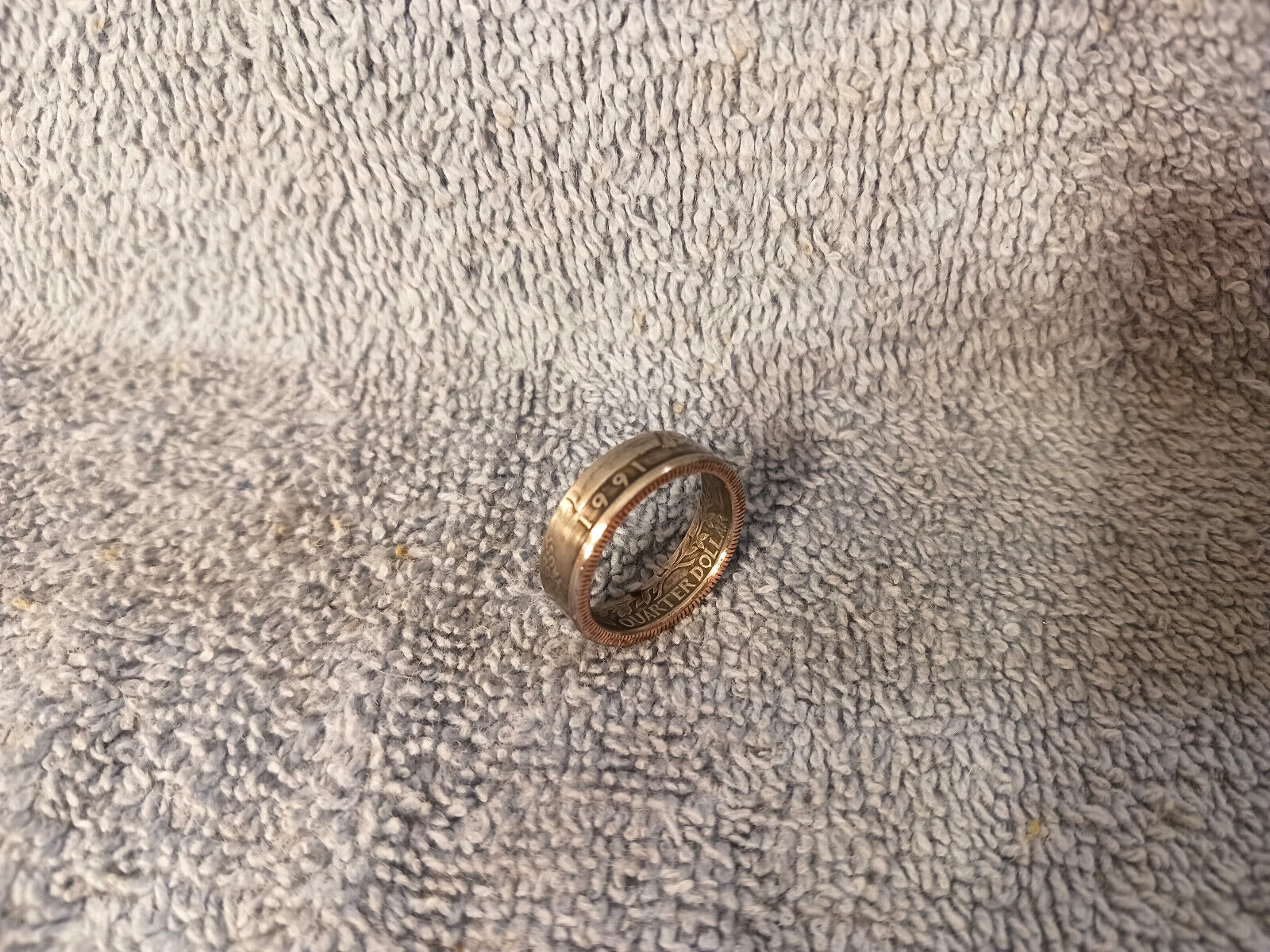 1991 Washington Quarters, Handmade Coin Ring, Size 7 -1/2