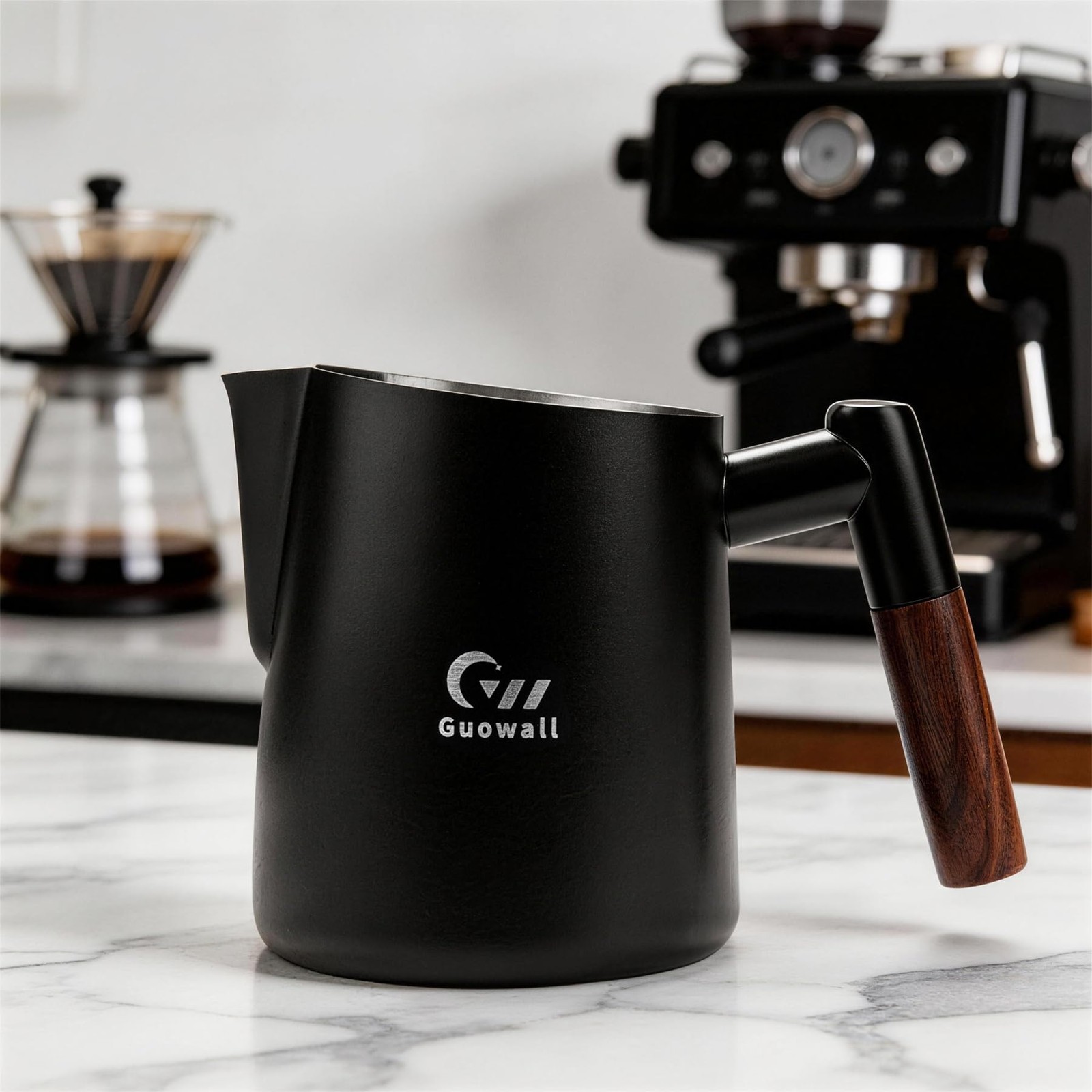 14 oz 420ml Black Stainless Steel Milk Frothing Pitcher Espresso Coffee Jug