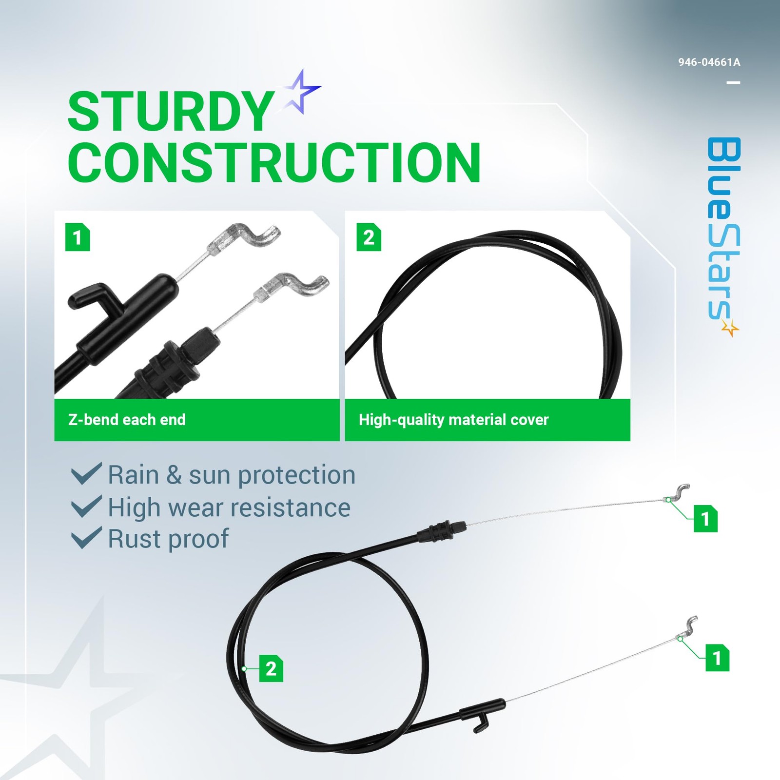 BlueStars 2 pcs 946-04661A Control Cable - Compatible 946-04661A, As Pictured