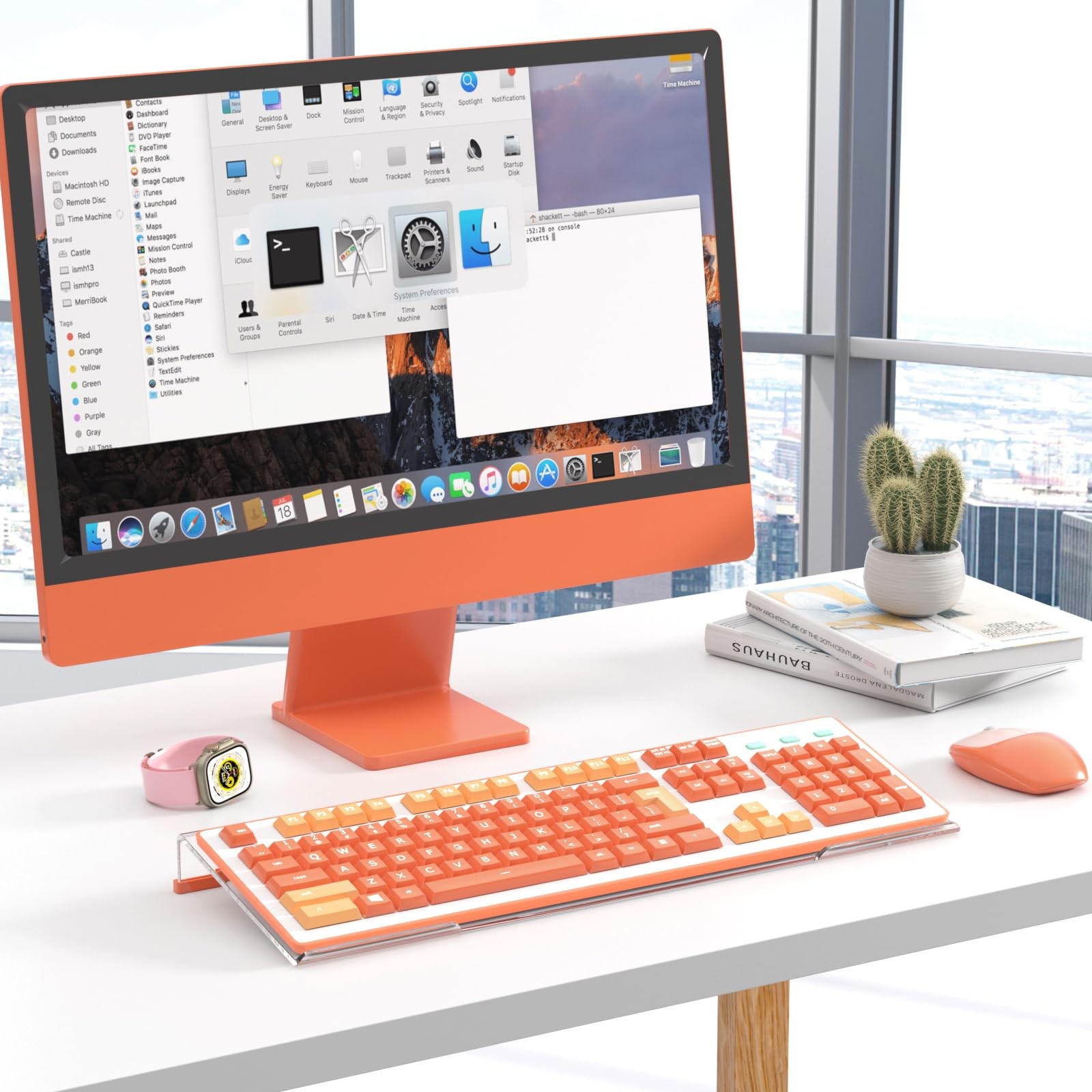 Ergonomic Computer Keyboard Stand Clear Acrylic Riser Tray Orange Strip