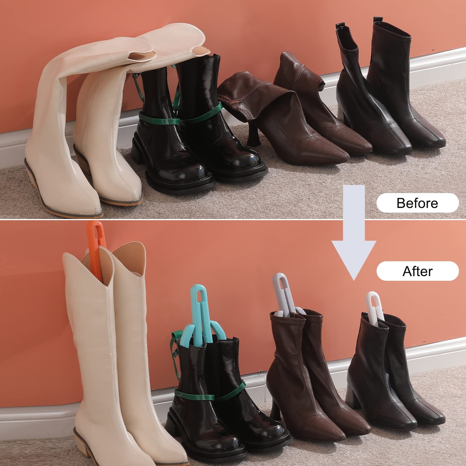 Folding Boot Shapers Adjustable Boot Stands Boots Holders for Tall and Knee H...