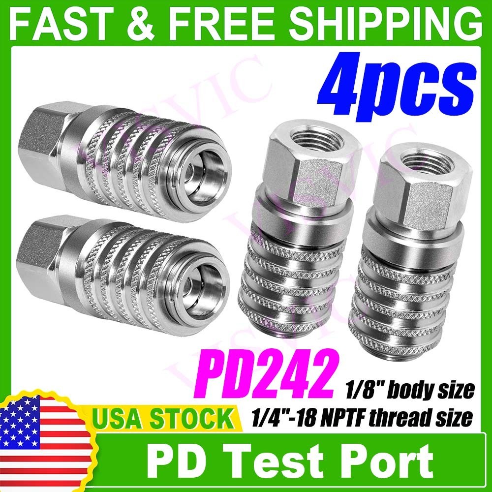 4pc PD242 Series Test Port and Diagnostic Equipment Quick Coupler Female 1/4"-18