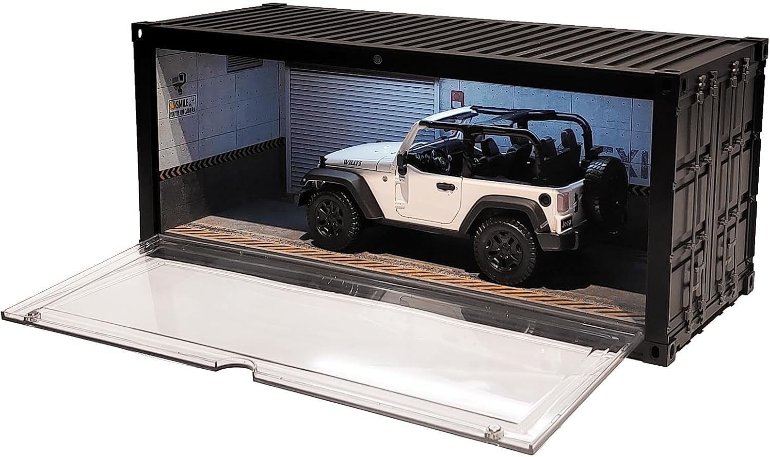 Car Display Case LED Light 1/18 Scale Muscle Model Diorama Diecast Garage Box
