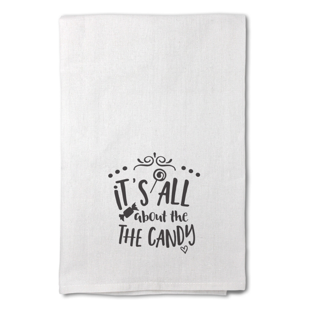 Decor Flour Kitchen Towels It's All About The Candy Halloween White