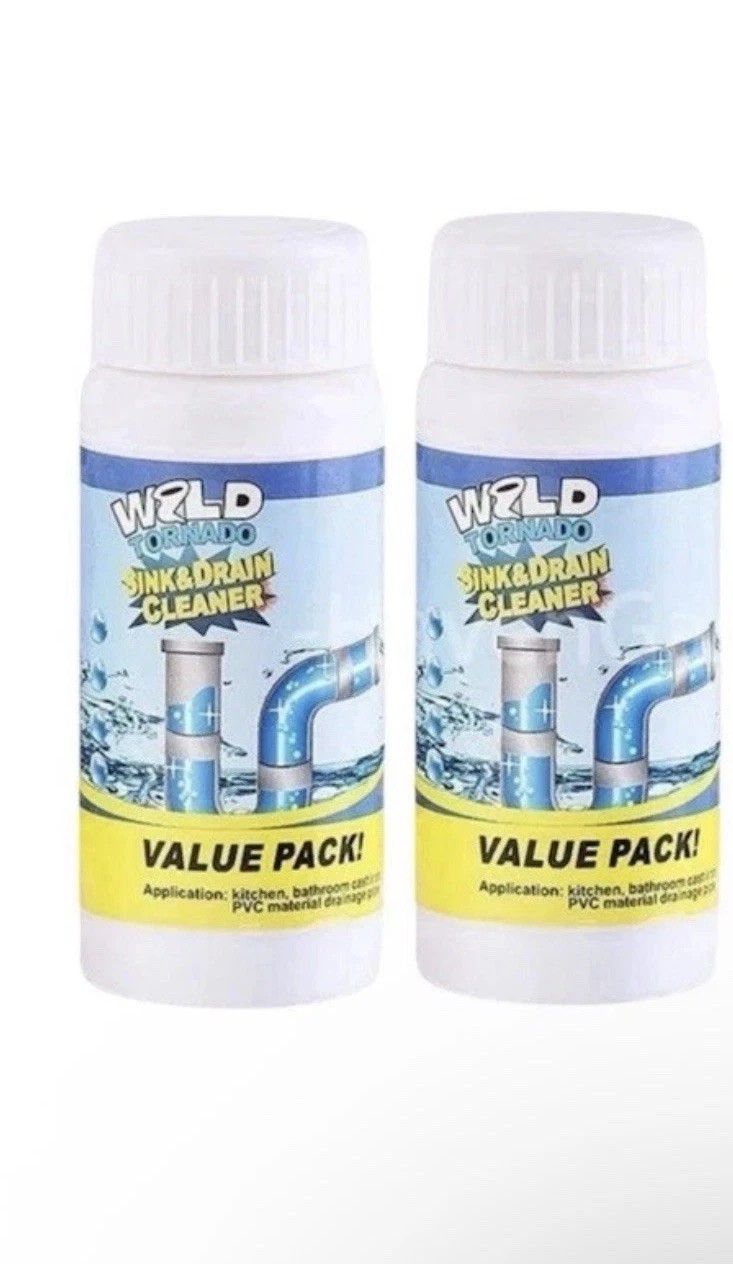 2 Wild Tornado Pipe Dredge, Powerful Sink  Drain Cleaner Powder, Fast Foaming
