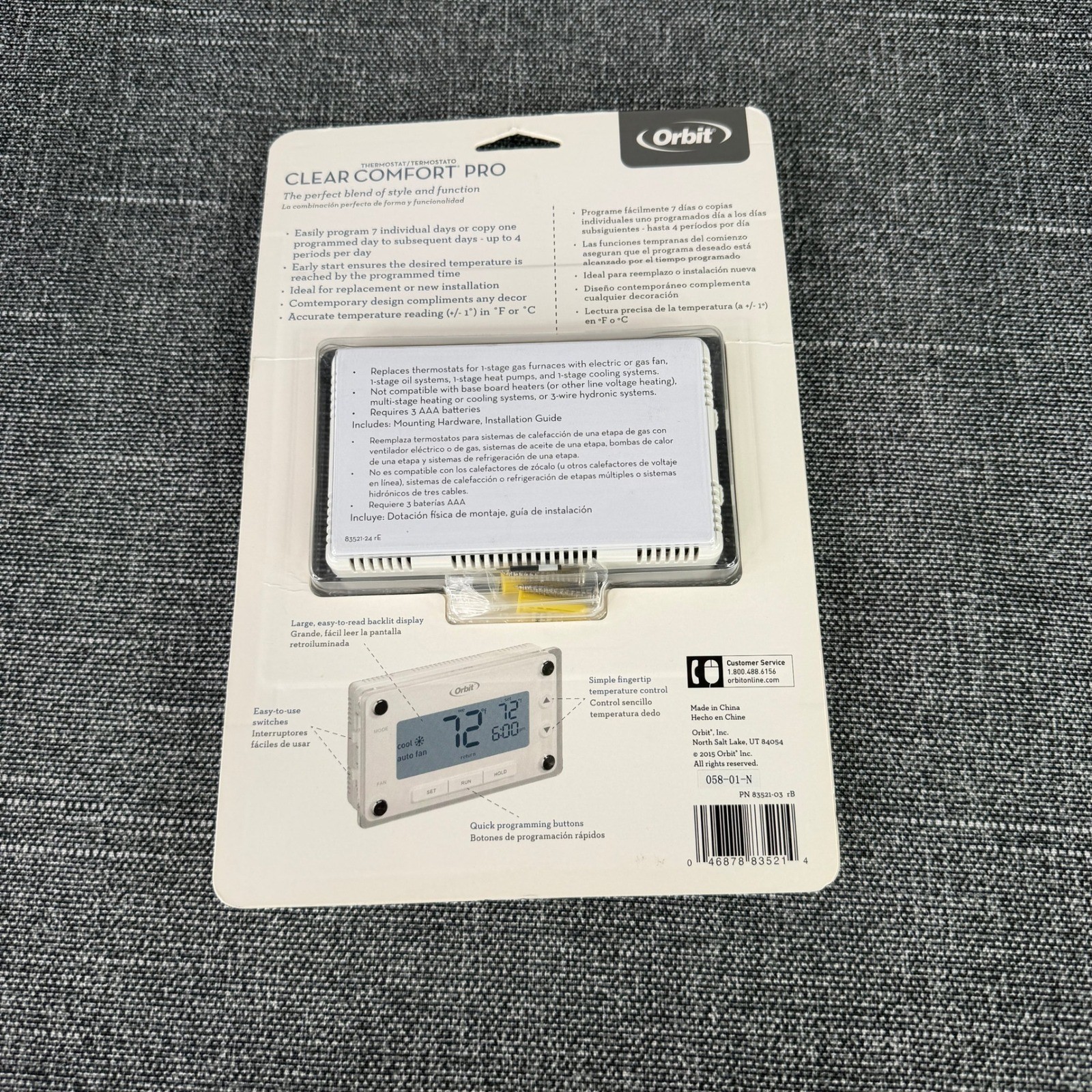 Orbit HVAC Thermostat Large Display Programmable 7 Day Heating Cooling Control