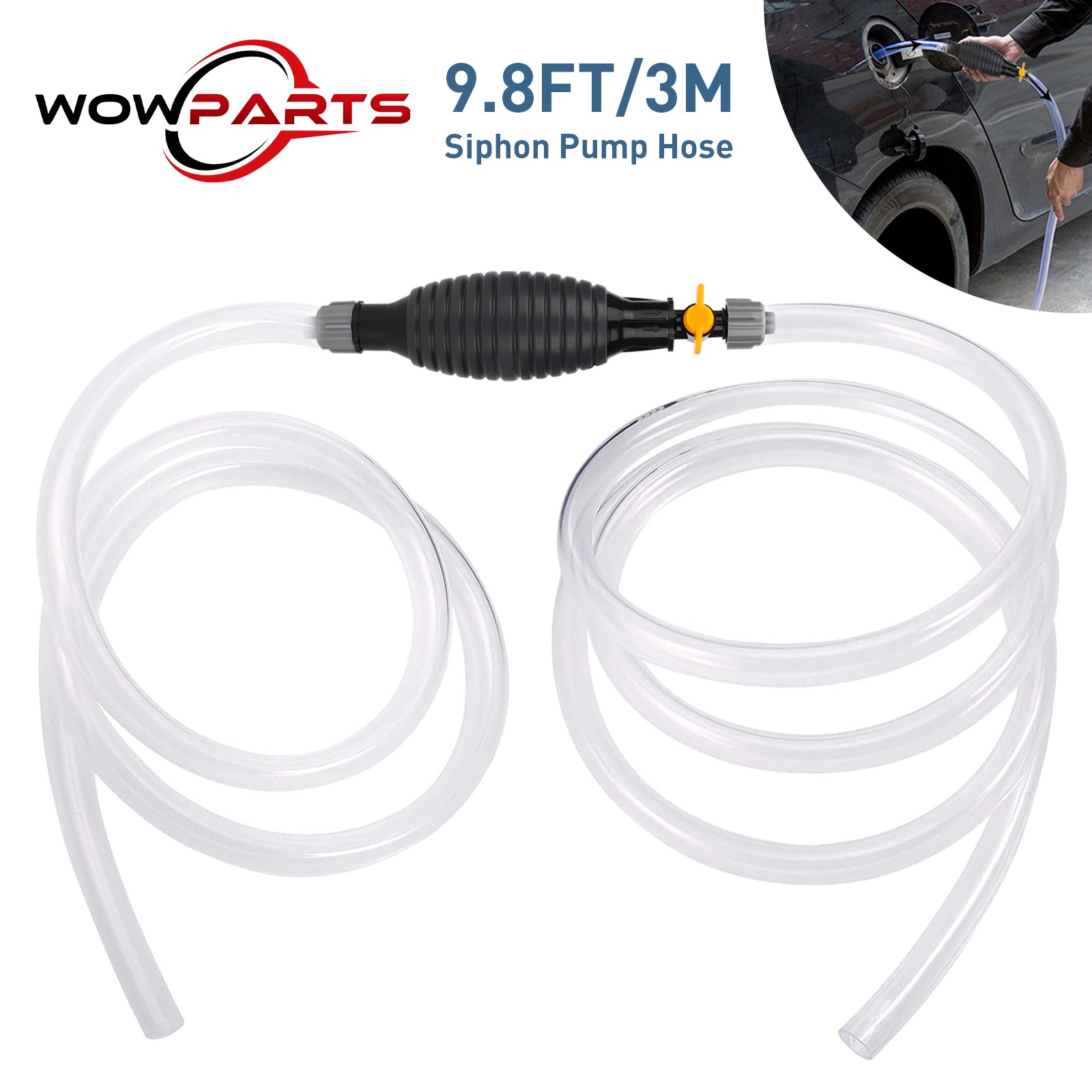 9.8Ft Siphon Hose for Gasoline Liquid Sucker Oil Water Fuel Transfer Hand Pump