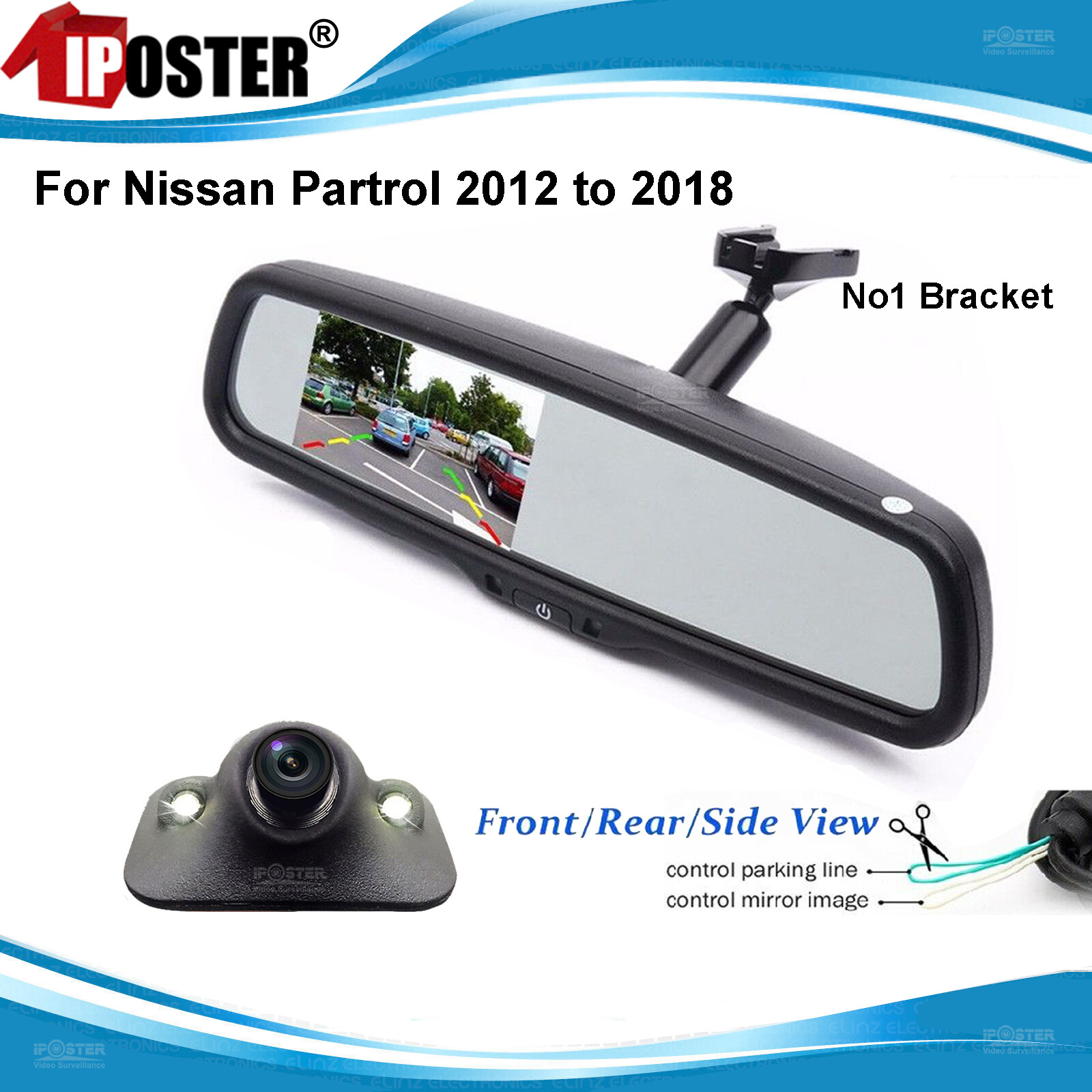 OEM 4.3" Car Rear View Mirror Monitor No1 Bracket+HD Reversing Camera For Toyota