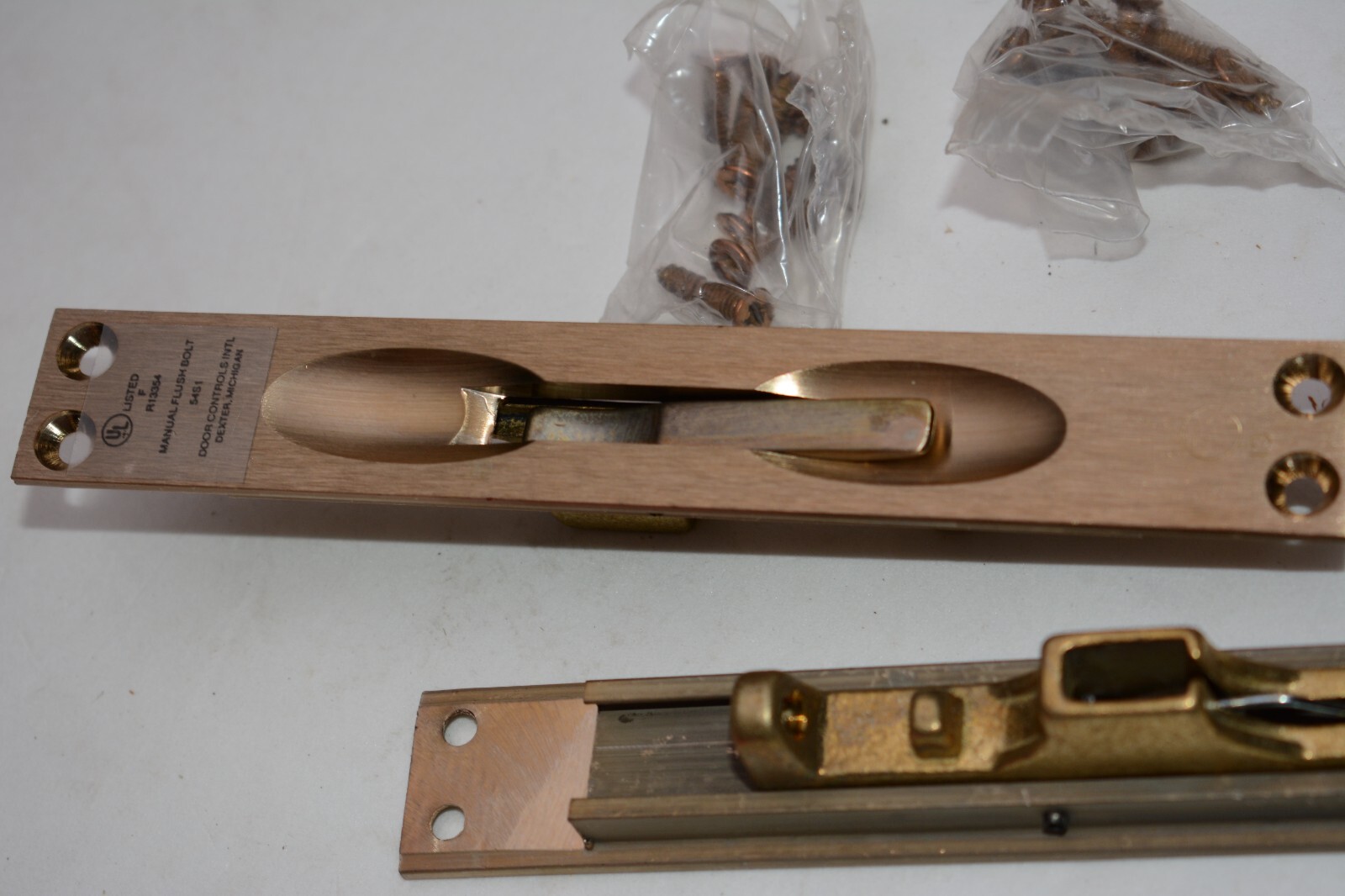 2 pc T-780 Manual Flush Bolt Polished Brass Assembly door controls internationa