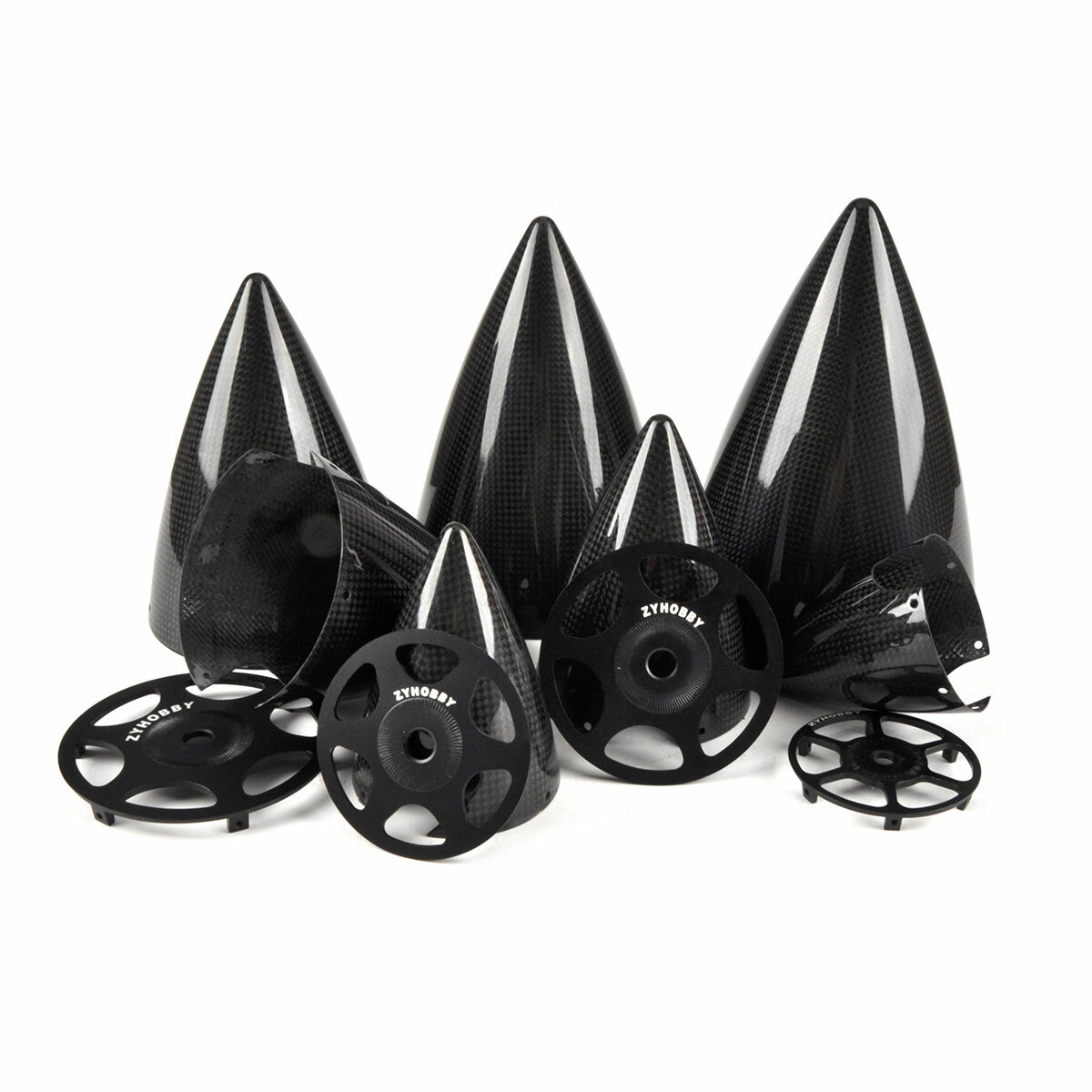 1pc Carbon Fiber Spinner Cone 2 Blades For Gas RC Plane 2.75/3/4/5/4.5/5.5inch