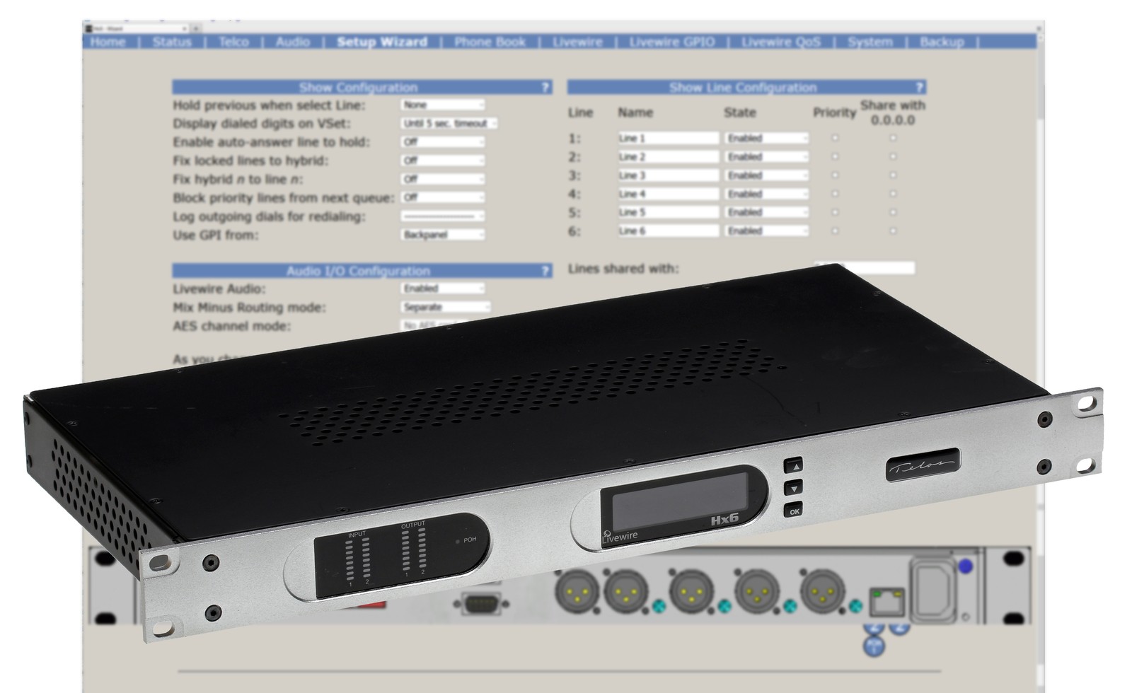 Telos HX6 Digital Hybrid Broadcast Talk Show 6 Line POTS Phone Audio Interface