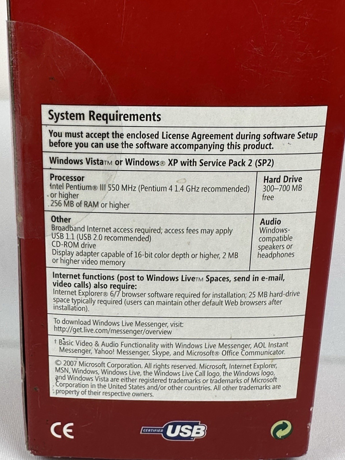 Microsoft Lifecam VX-3000 USB 2.0 Webcam New in Box