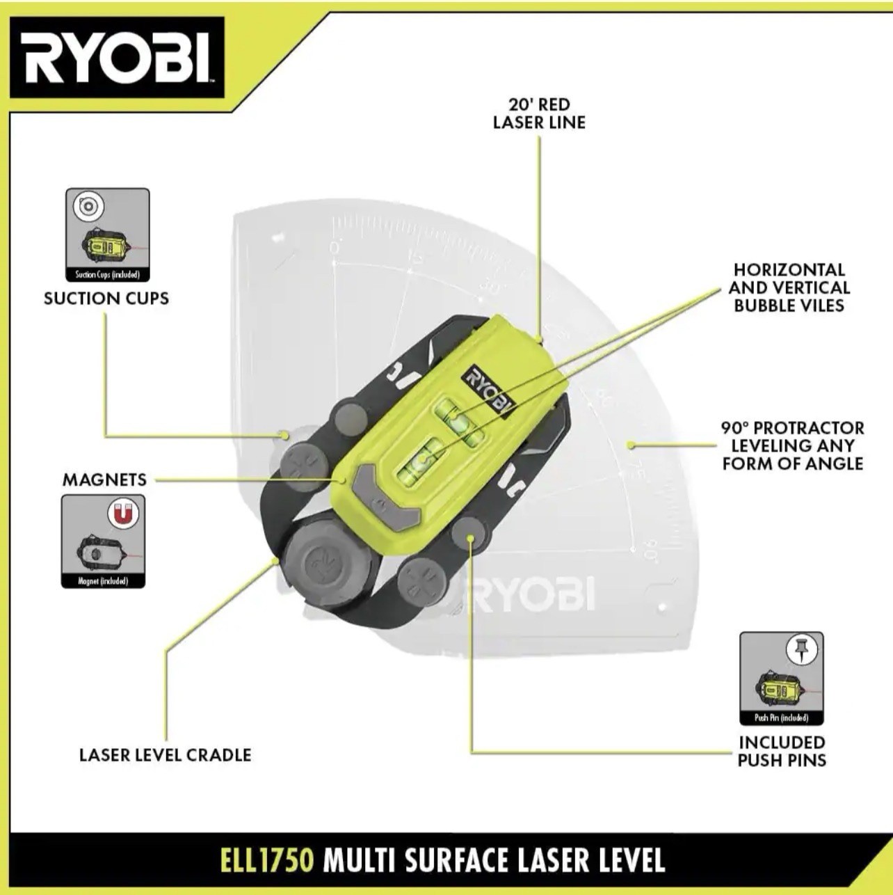 Ryobi Multi Surface Laser Level ELL1750