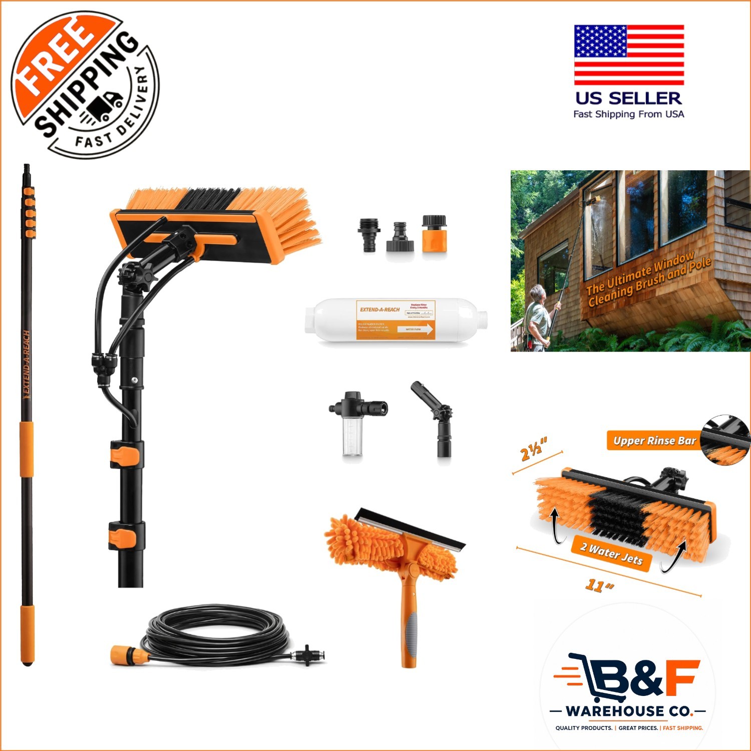Ultimate Telescopic Window & Solar Panel Cleaning Kit - 3-  Included