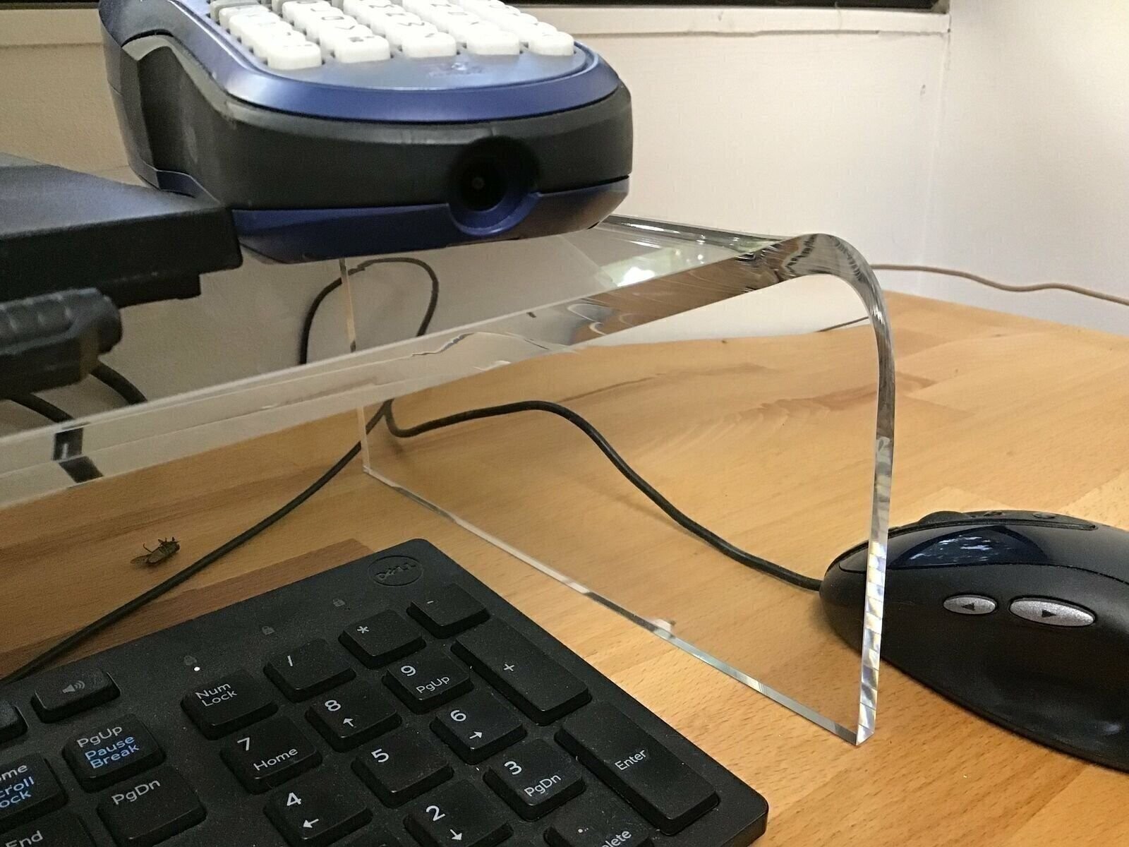 Acrylic Glass Elevated Stand w/Divider - for Computers/Laptops 9" Wide Base
