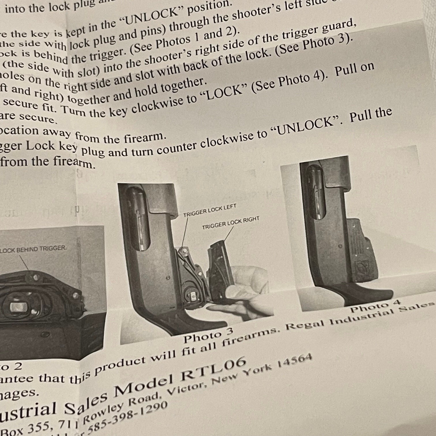 Regal Model RTL 06 Trigger Lock For Remington Rifles & Shotguns Open Box