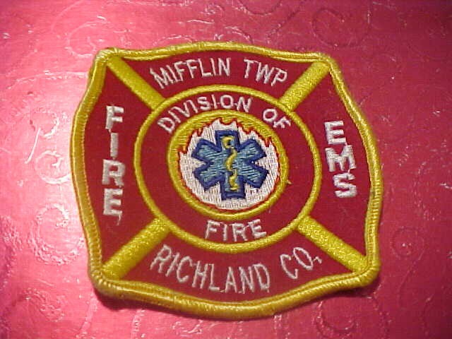 MIFFLIN TWP. OHIO FIRE DEPARTMENT PATCH SHOULDER SIZE UNUSED