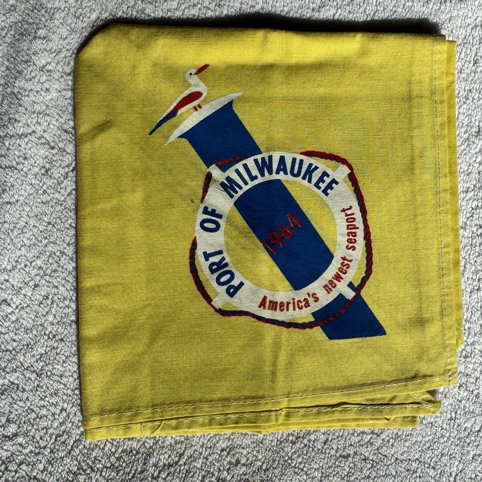 Vintage Kerchief WI 1964 Port Of Milwaukee, ‘America’s Newest Seaport’