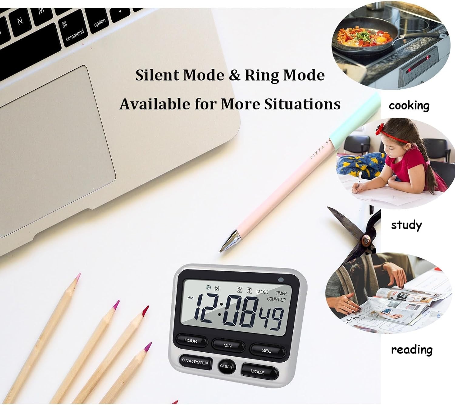 Digital Dual Kitchen Timer with Strong Magnet,24-Hour Countdown & Stopwatch,L...