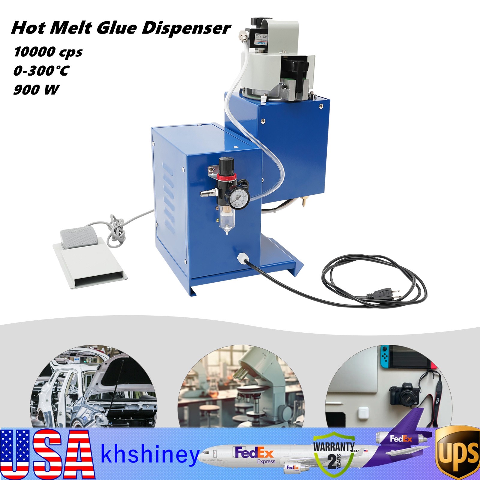 Hot Melt Glue Dispenser 0-300°C Gluing Machine 110V Adhesive Dispenser