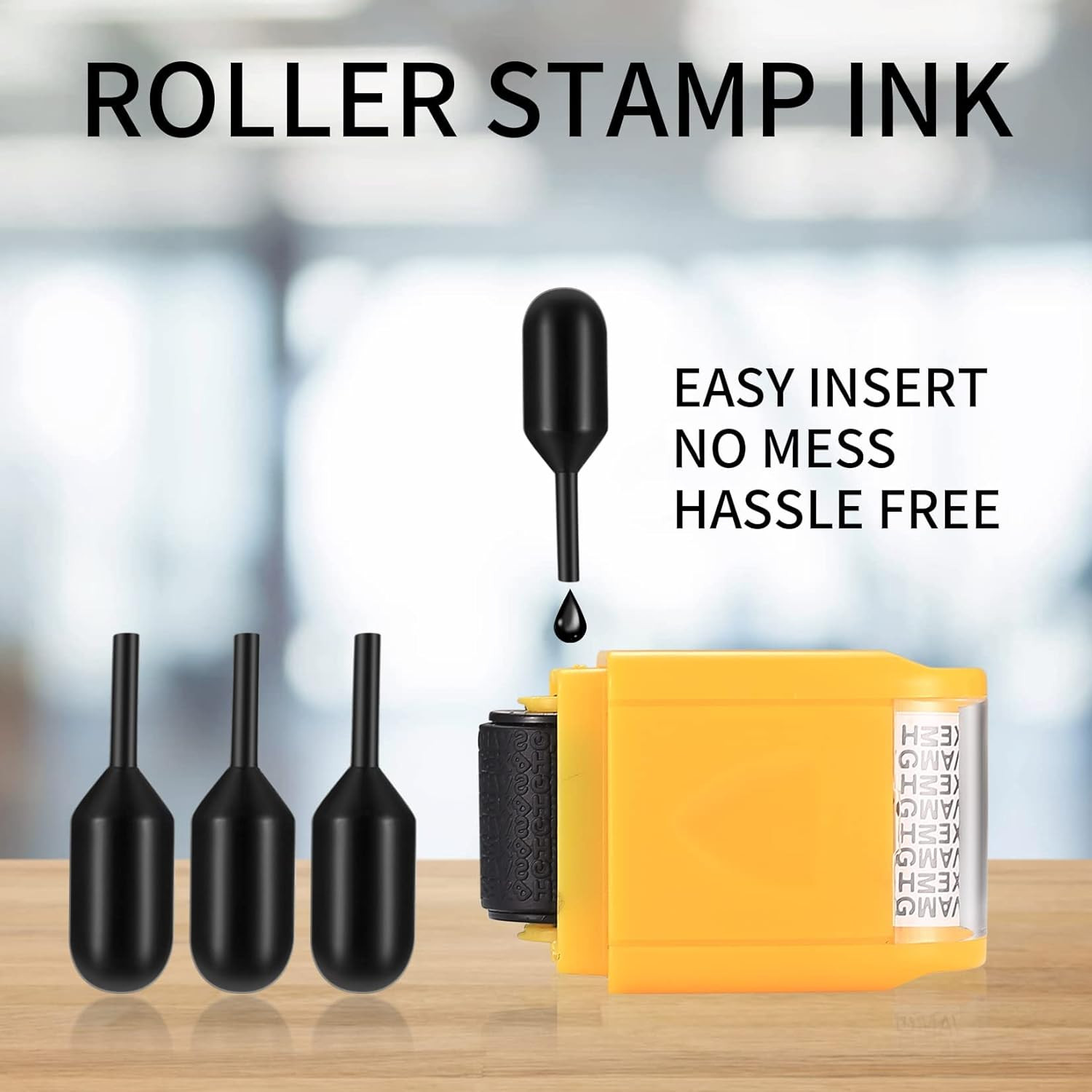 Identity Theft Protection Roller Stamps, 12 Pcs Black Replacement Rolling Ink Re
