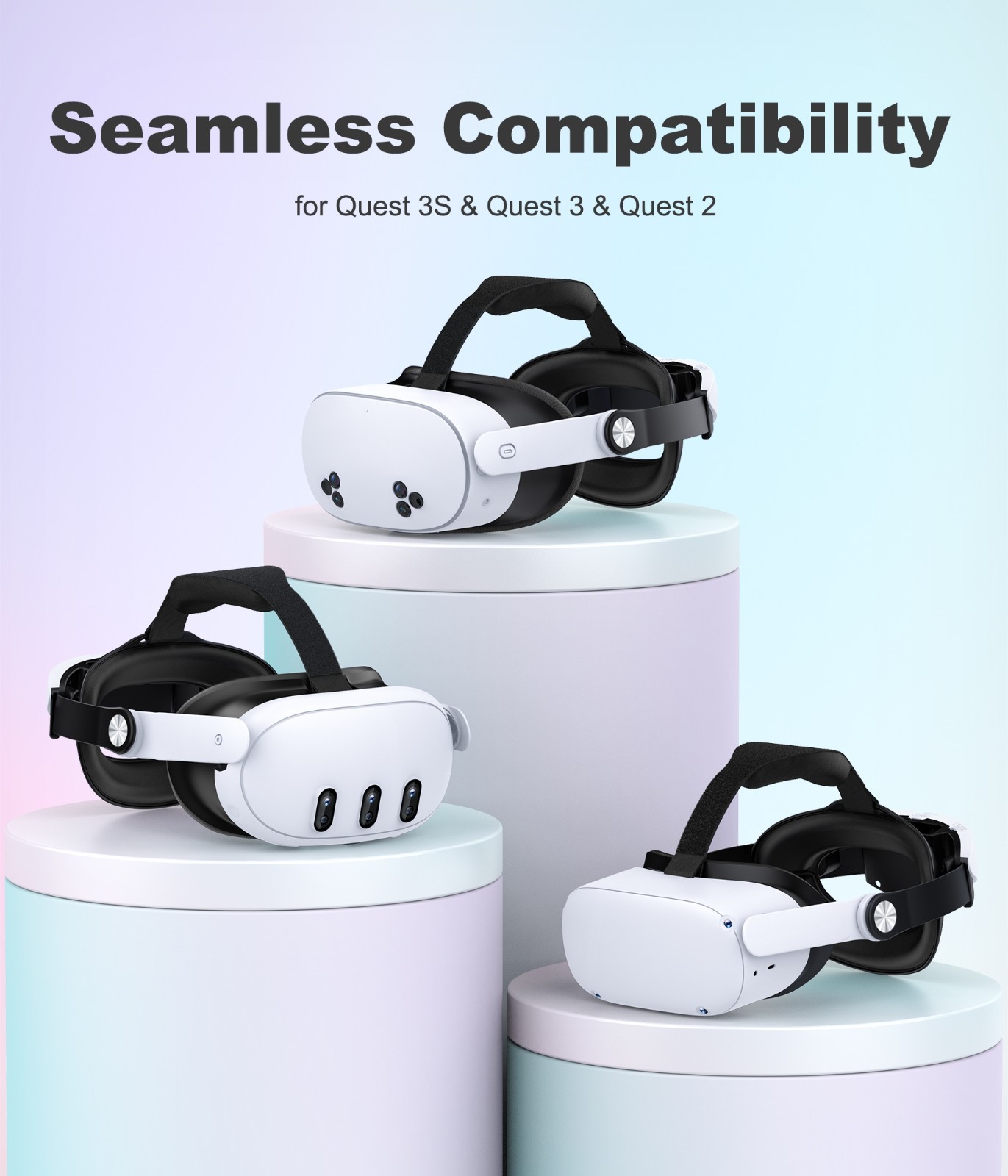 Adjustable Elite Strap Accessory Replacement for Meta Quest 3S/Quest 3/Quest 2