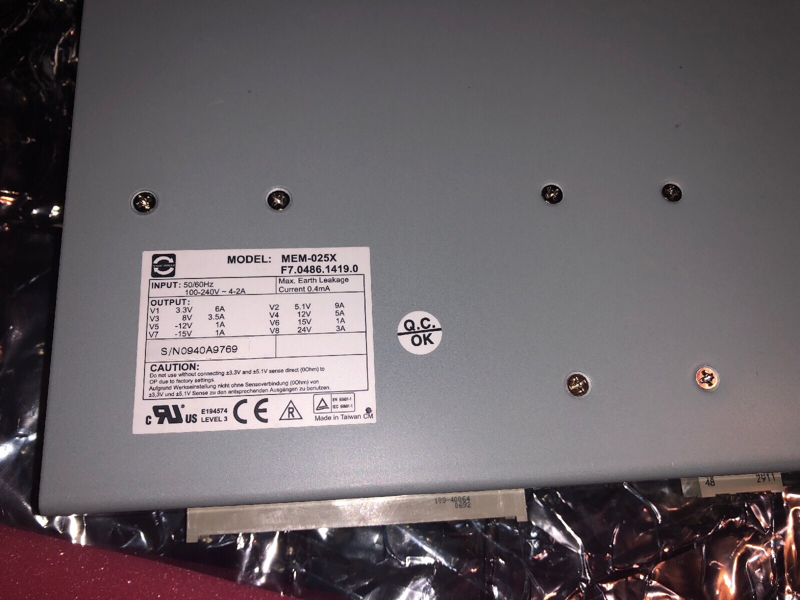 AGFA 24V POWER SUPPLY (F8.51461430.X) For Cr 25,35x,85x (No.310)