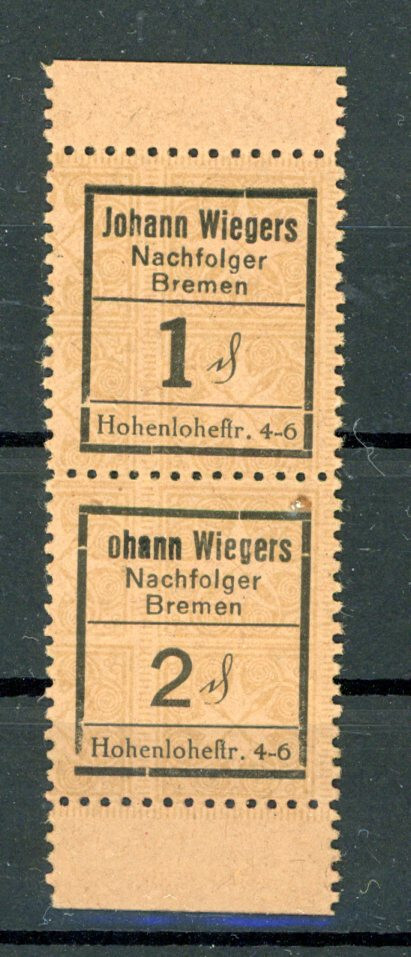 Bremen 1 + 2 Pfennig Notgeld / 2 Pfennig Missing J in Johann ... 2/22950