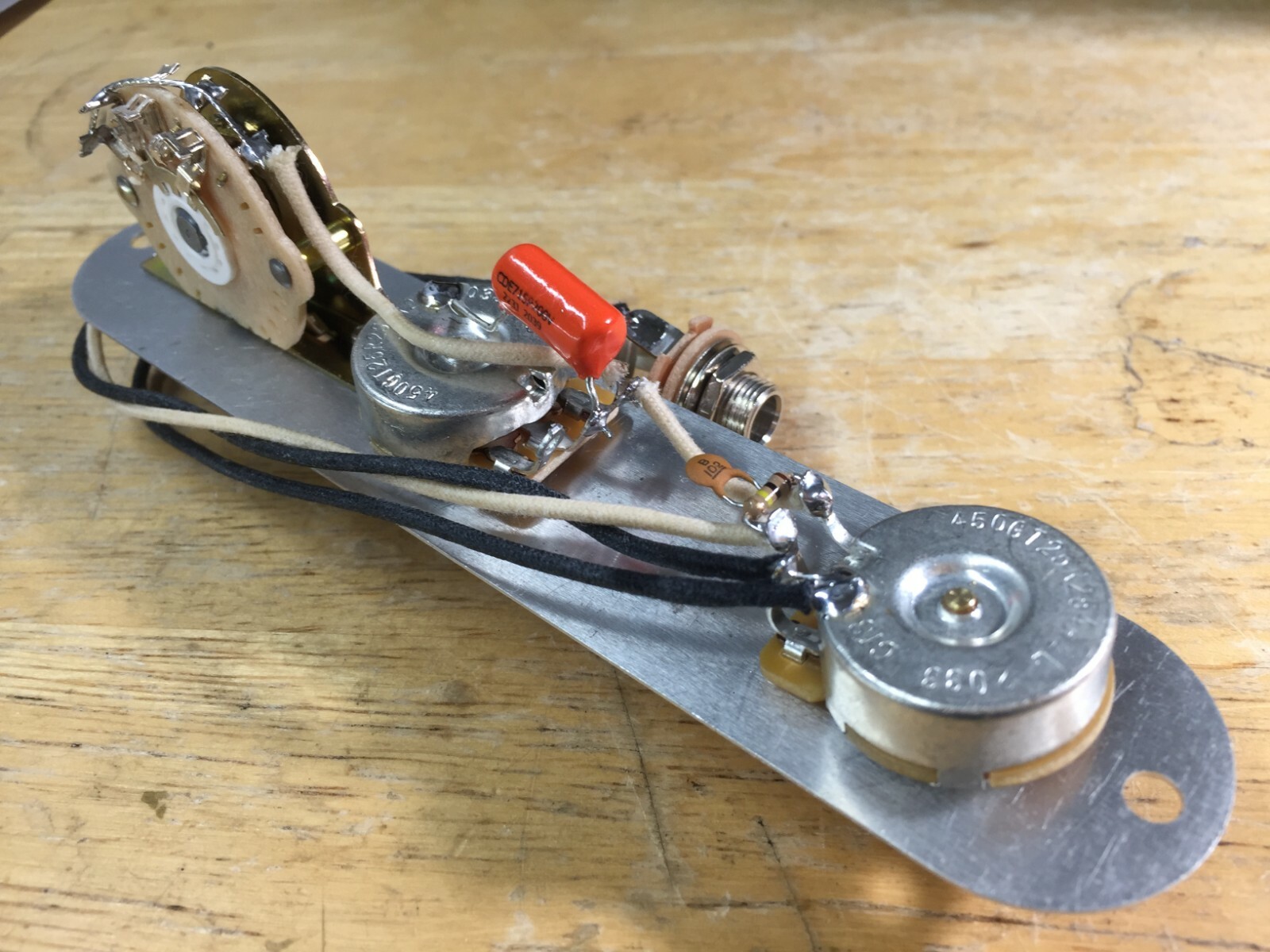 Fender Telecaster REVERSE Wiring Harness 250k CTS .022 Orange Drop Treble Bleed