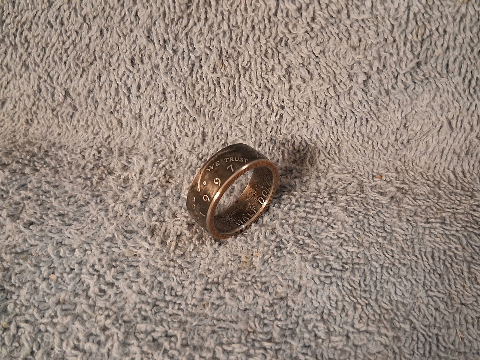 1997 Kennedy Half Dollars  size 12   coin ring  handmade mixed metals