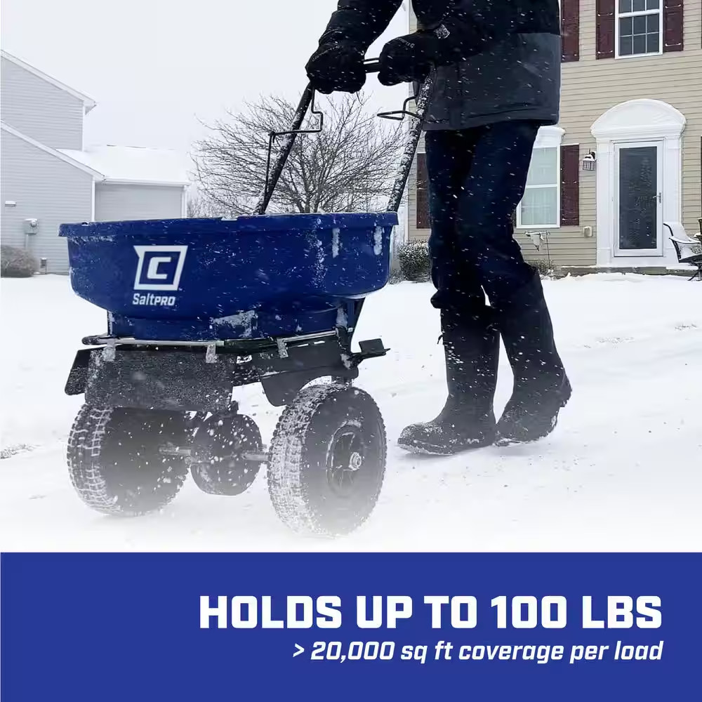 88800B Broadcast Spreader, Rock Salt, Ice Melt, Adjustable Baffles, 12" Tires, E