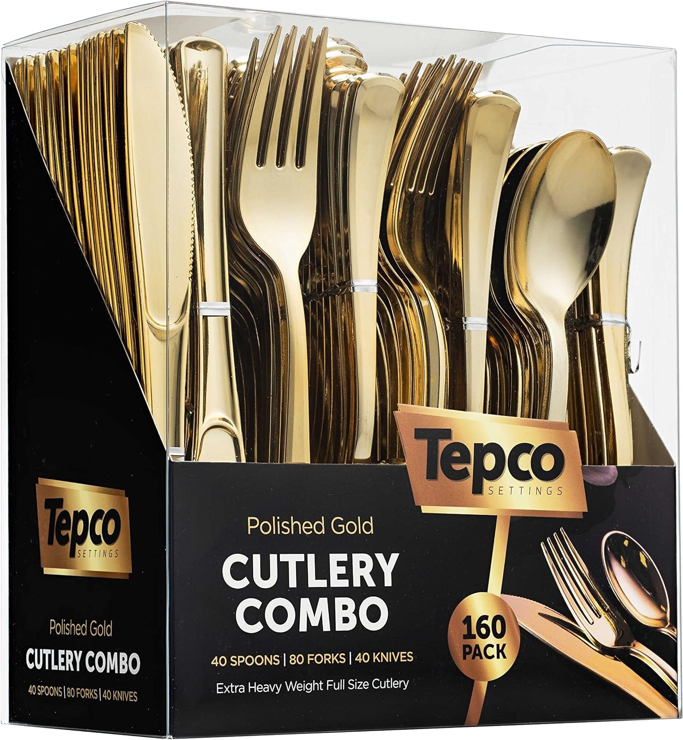 160 Sierware Set - Disposable Flatware - 80 Plastic Forks, 40 Plastic