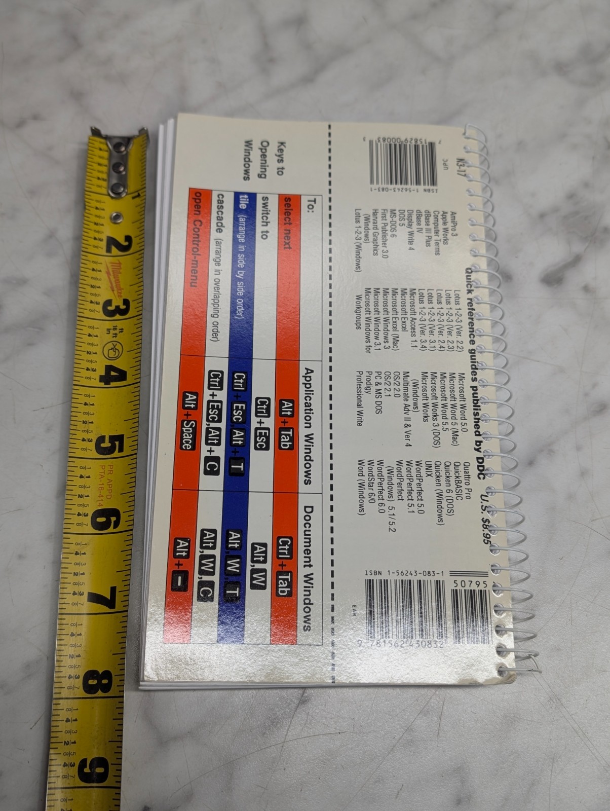 Microsoft Windows 3.1 IBM PC Quick Reference Guide DDC Spiral Flip Book