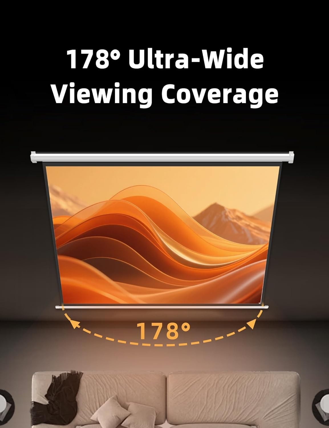120" Matte White Motorized Projector Screen for UST Long/Standard Throw