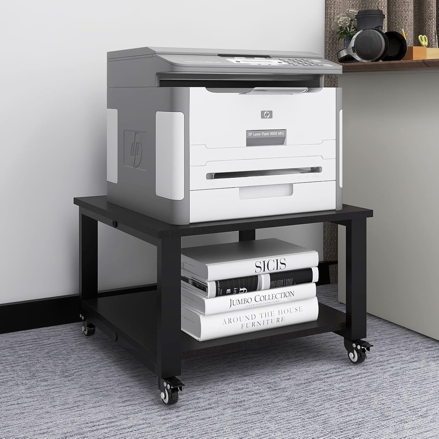 2 Tier Laser Printer Stand,19.7''x19.7''x12.6'' Large Printer Table Copier Stand