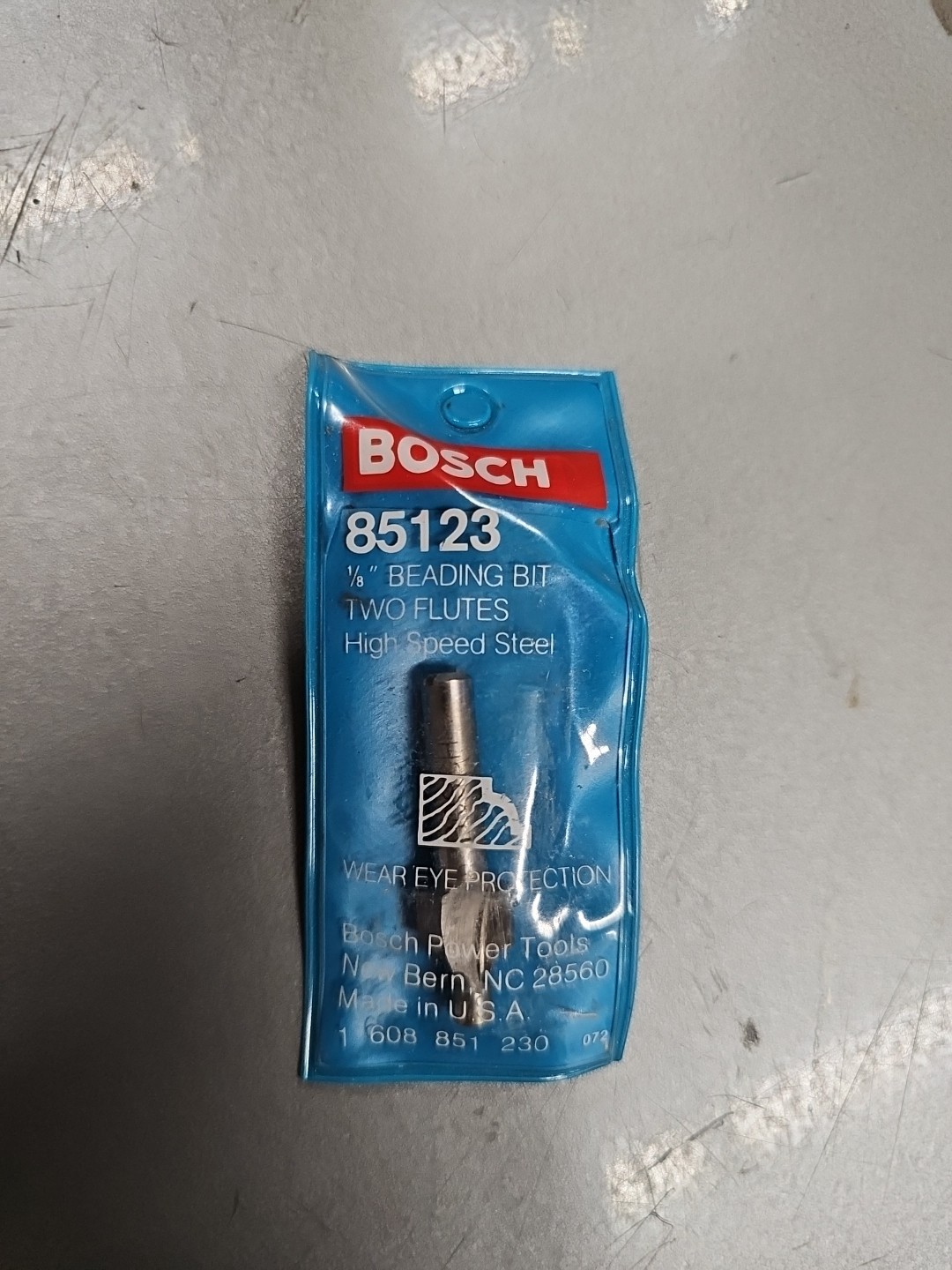 Bosch 85123 1/8" BEADING BIT TWO FLUTES HIGH SPEED STEEL 1/4" ARBOR