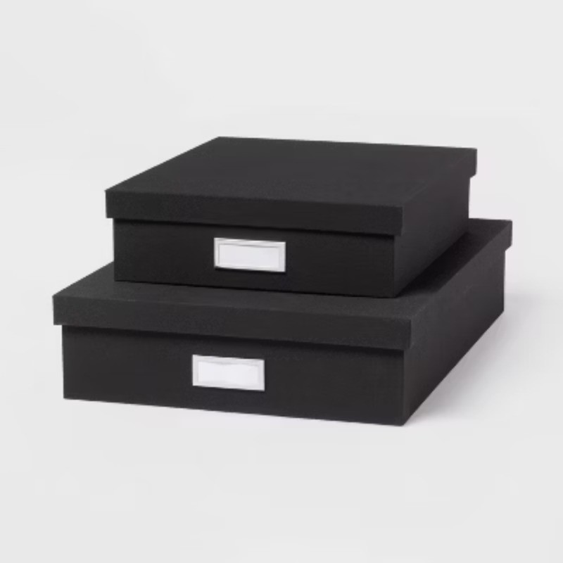 Canvas Desk Storage Box Set of 2