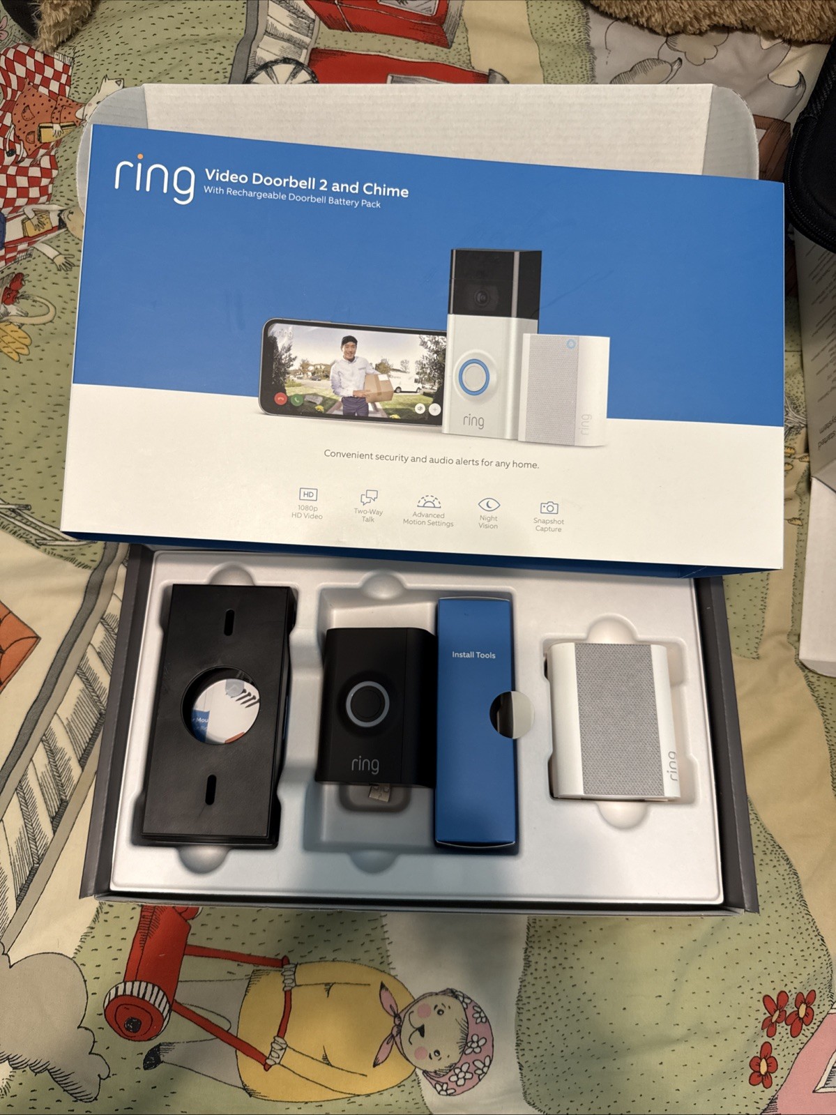 Ring Video Doorbell 2 Chime 1080p HD 2-Way Talk/Battery/Hardwired Incomplete Set