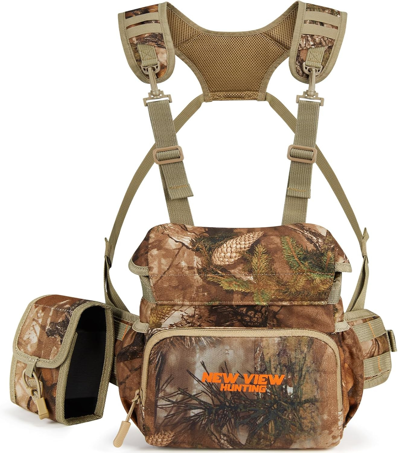 Camosltealth Binocular Harness Chest Pack, Silent Bino Case with Detachable Rang